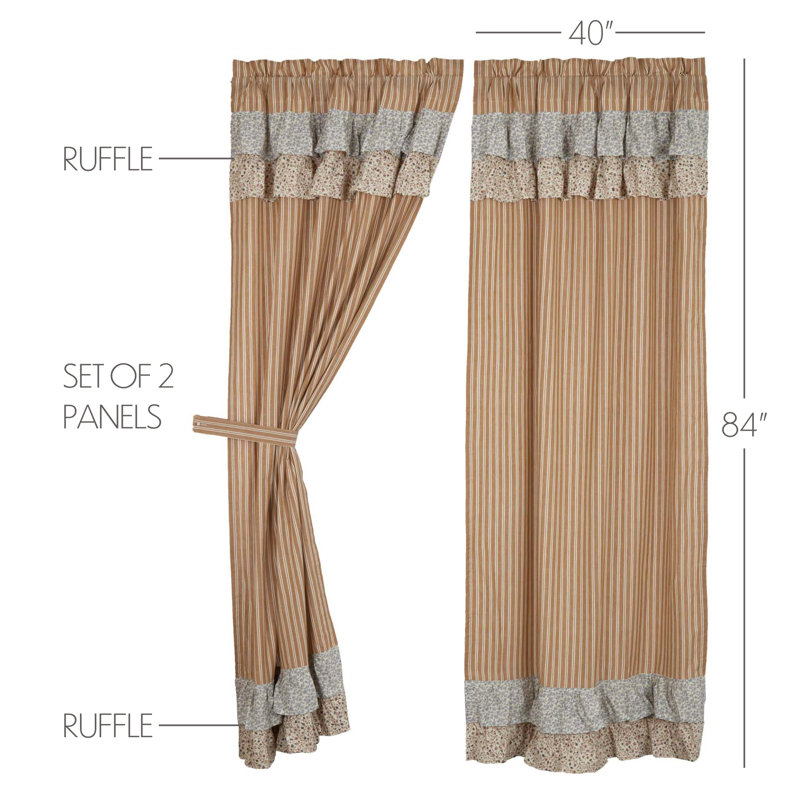 Paire de rideaux obscurcissant avec passe-tringle Louann, Or / bleu marine / crème, l 40 po x L 84 po