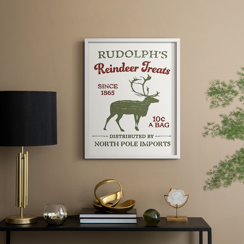 «Christmas Farm Sign Collection», reproduction encadrée en bois massif, H 30 po x l 24 po, Cadre blanc