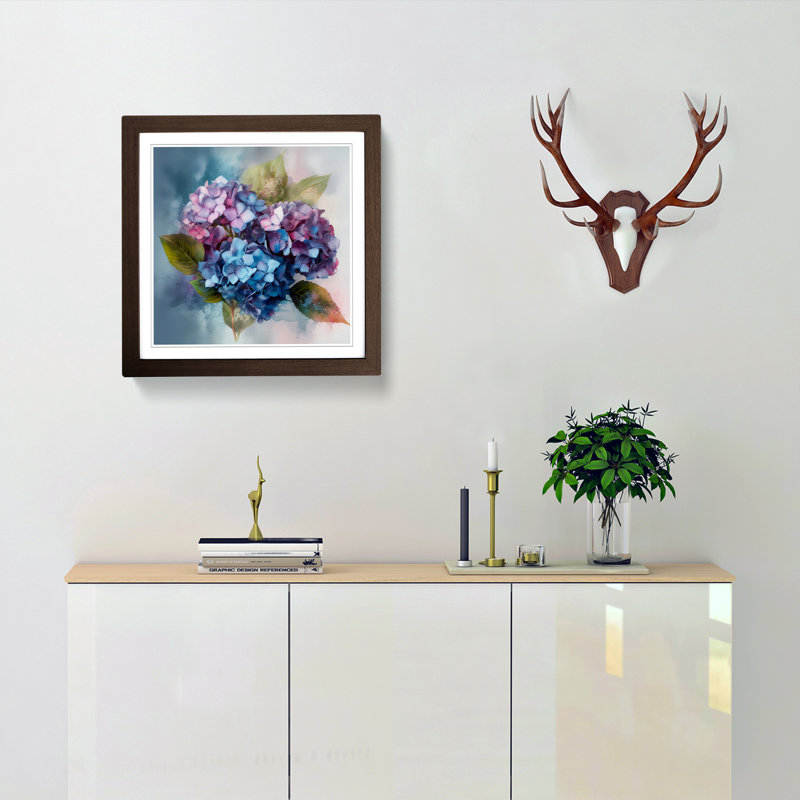 Hydrangea Floral No.1 - Framed Print, Walnut