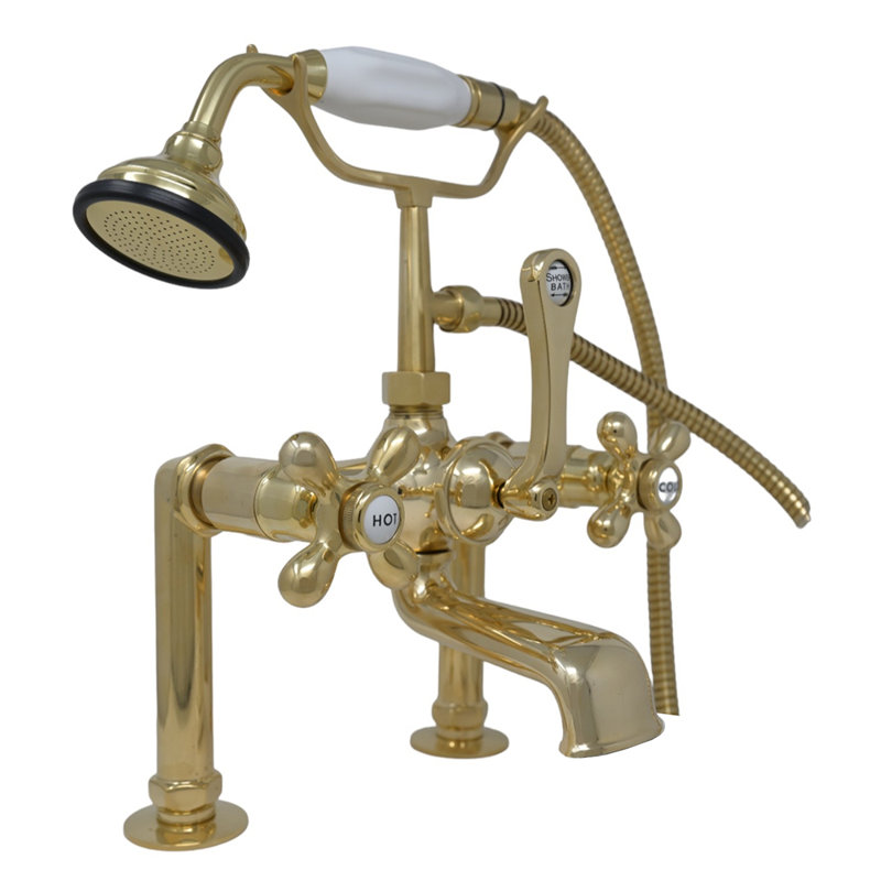 British Telephone Deck Mount Tub Faucet (P0462) by Strom Living, Unlacquered Polished Brass
