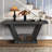 60 Inches Vintage Distressed Solid Wood Console Table, 2-tier Sturdy Entryway Table With Reinforced Double Shelf, Heavy-duty Farmhouse Accent Table For Hallway Living Room Sofa Back-1989967065