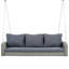  Grande balancelle de patio en osier 69 po pour 3 personnes avec chaînes et coussins, cour et jardin, gris