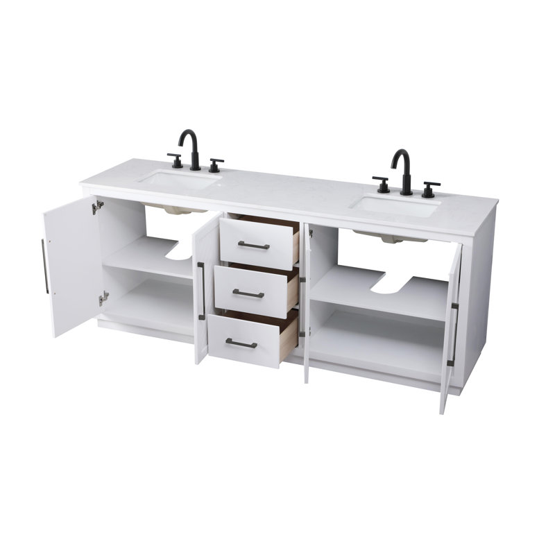 Meuble-lavabo double 84 po, Blanc