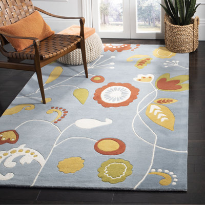 Tapis bleu clair en laine touffeté à la main Chanler