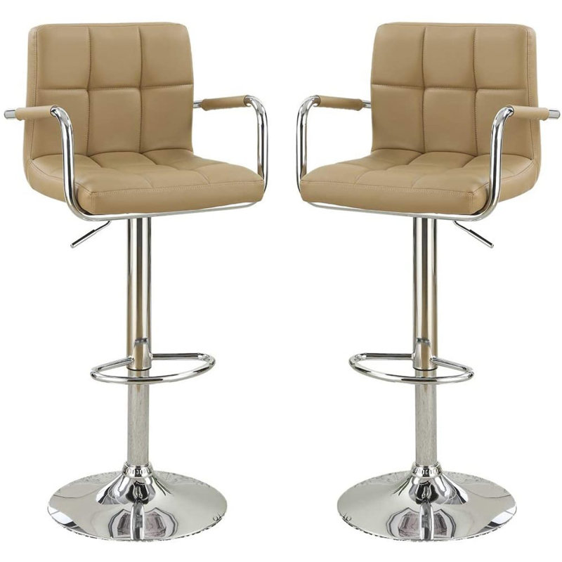 Kapri Swivel Upholstered Adjustable Height Counter Stool, Brown