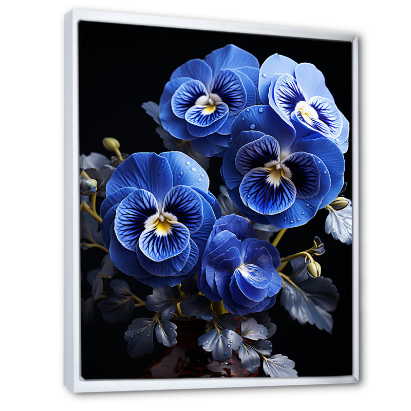 Minuit Indigo Pansy Wonders II, H 44 po x l 34 po x P 1,5 po, Cadre flottant blanc
