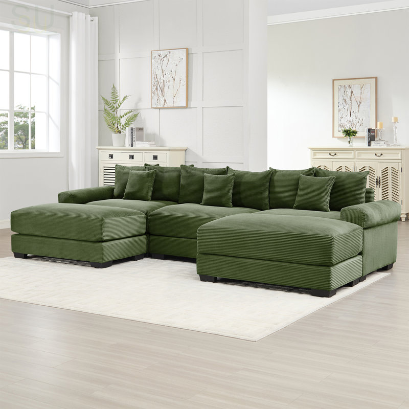 Très grand canapé modulaire 130 po Cloud, Vert, H 34,23 po x l 129,92 po x P 59,42 po
