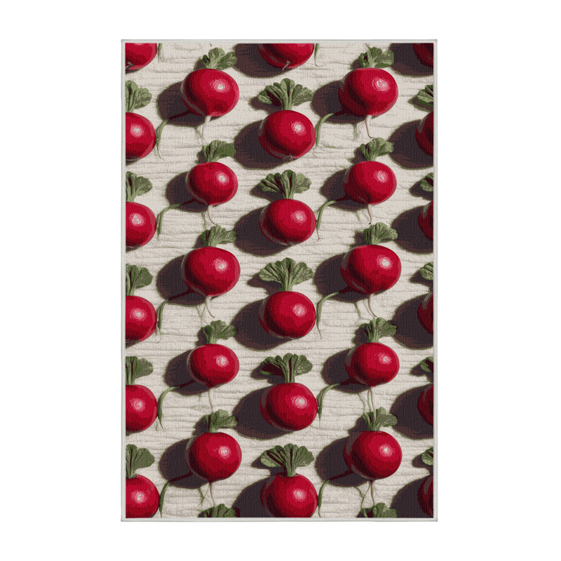 Tapis lavable avec légumes radis, Rectangulaire 8 pi x 12 pi