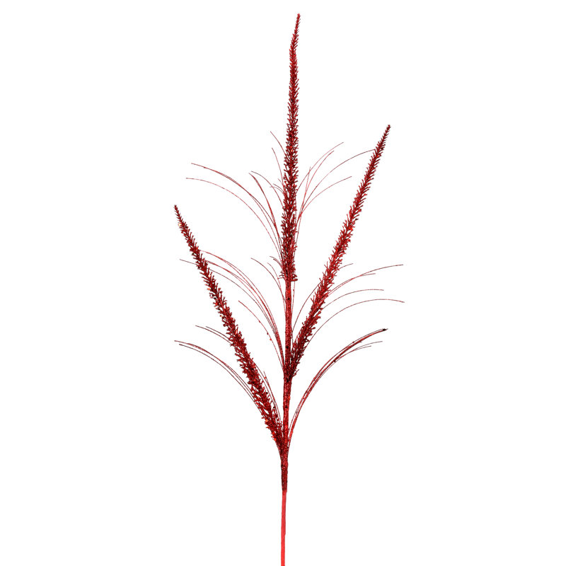 34" Glitter Mica Triple Spike Grass Spray, Red