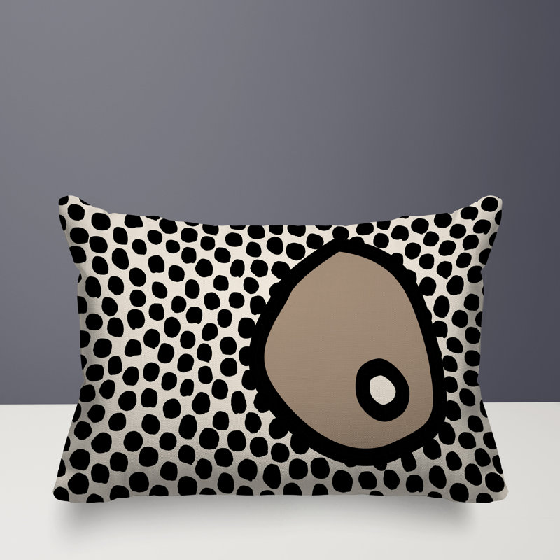 Coussin lombaire réversible intérieur / extérieur Jai Abstract, H 18 po x l 25 po, Beige