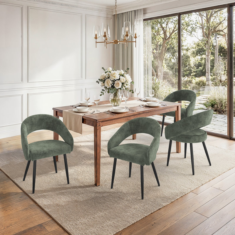 Chaises de salle à manger rembourrées Sabuk, 2, Chenille verte