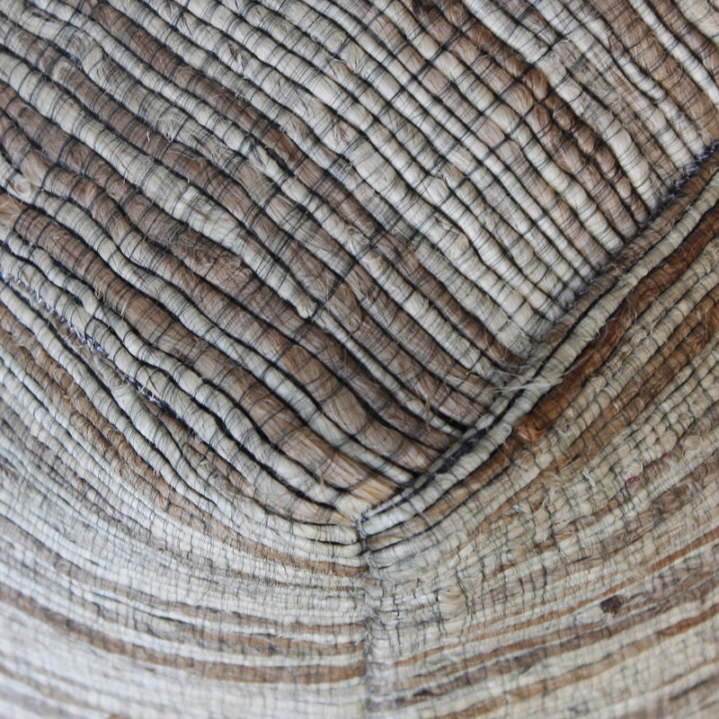 Upholstered Pouf, Light Tan