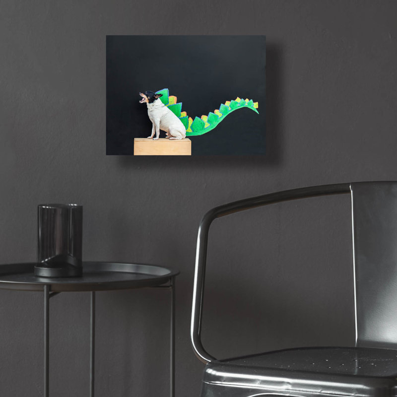 «Dino Dog» par Susan Sabo, H 12 po x l 16 po x P 0,13 po