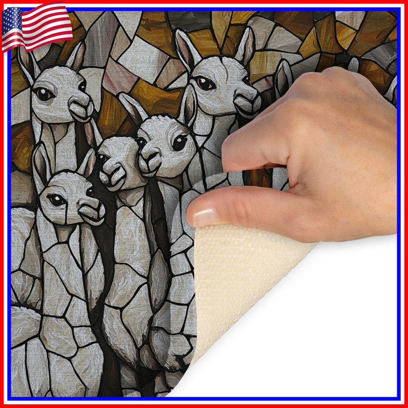 Llamas Bath Mat Animals Bathroom Decor Bohemian Boho, 34in W x 21in L