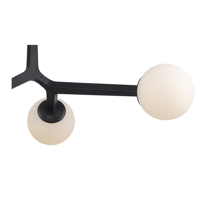 Amarula 3 Light Glass Semi Flush Mount, Black