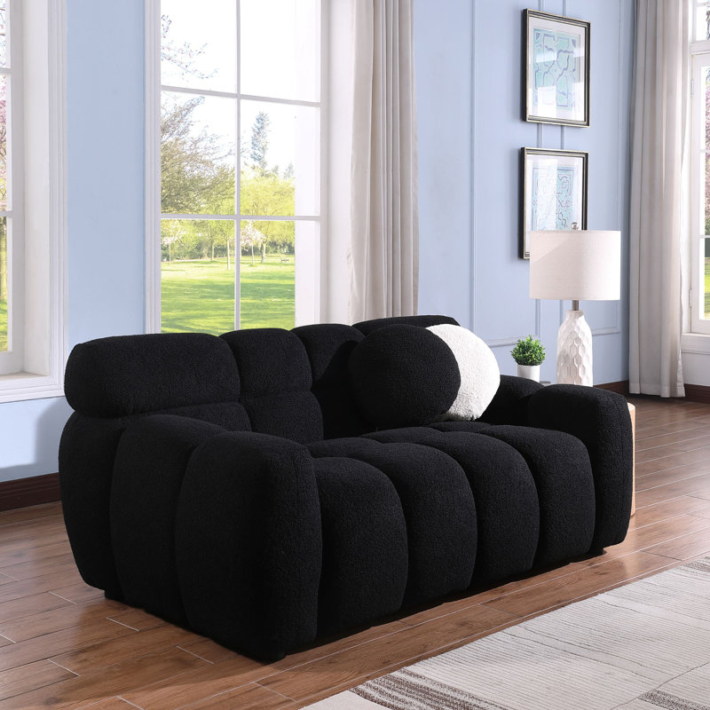 Daviya 86.5" Upholstered Sofa, 28" H x 65" W x 36" D, Black