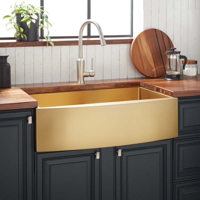 Atlas 30" L Farmhouse / Apron Kitchen Sink, Matte Gold