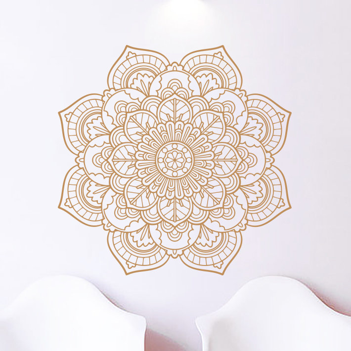 Adhésif décoratif mandala namaste boho yoga autocollants, Brun pâle