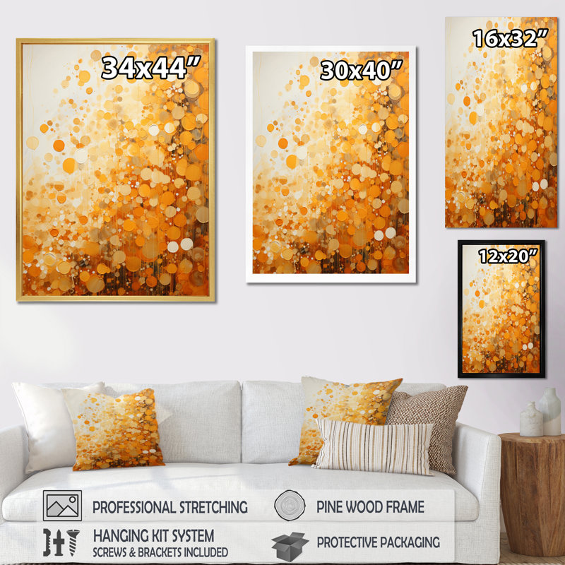 Golden Harvest II - paysage abstrait, art mural sur toile, H 40 po x l 30 po x P 1,5 po, Cadre flottant noir