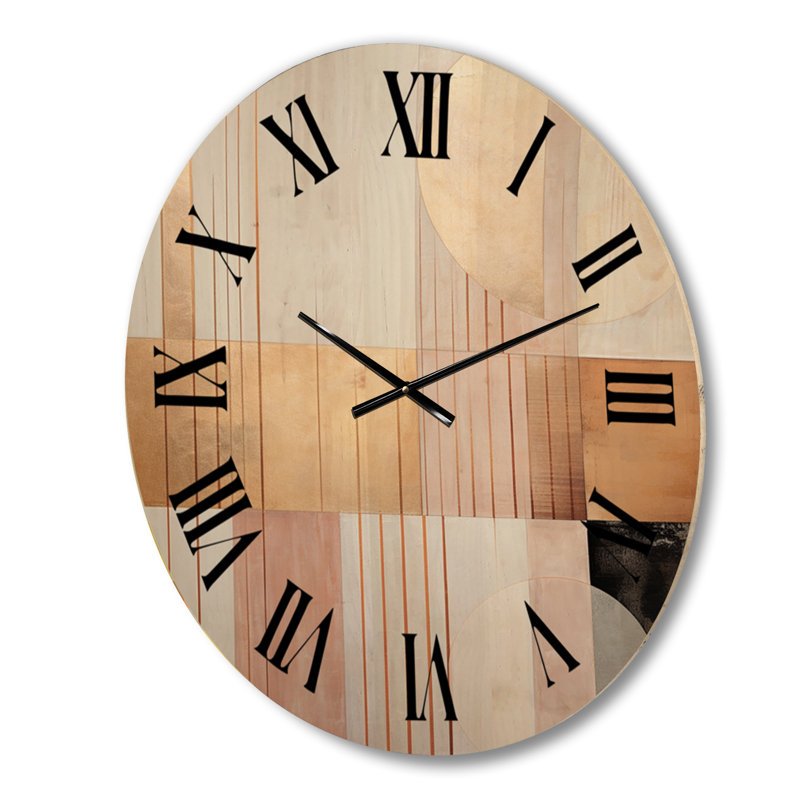 Horloge murale géométrique moderne en bois surdimensionné géométrique rose Serenityin III, Petit