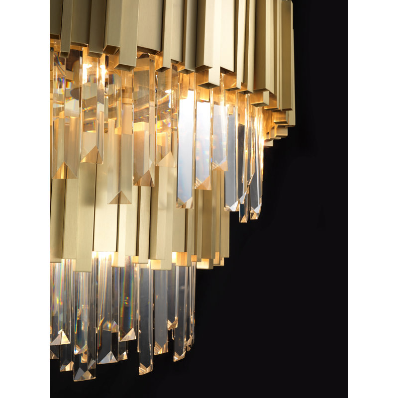 Basia Chandelier-Contemporary Crystal Pendant Chandelier Ceiling Light Fixture for Living Room, Dining Room, Lobby, and Restaurant, E14 Bulbs, Gold Finish