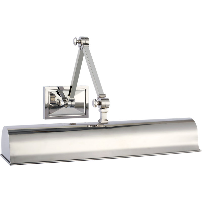 Alexa Hampton Jane Double Library Light, Polished Nickel, 9.75" H x 18.5" W x 17.25" D