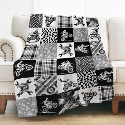 Plaid moto doux et décoratif pour homme, idéal pour une sieste sur le divan, 101,6 x 127 cm