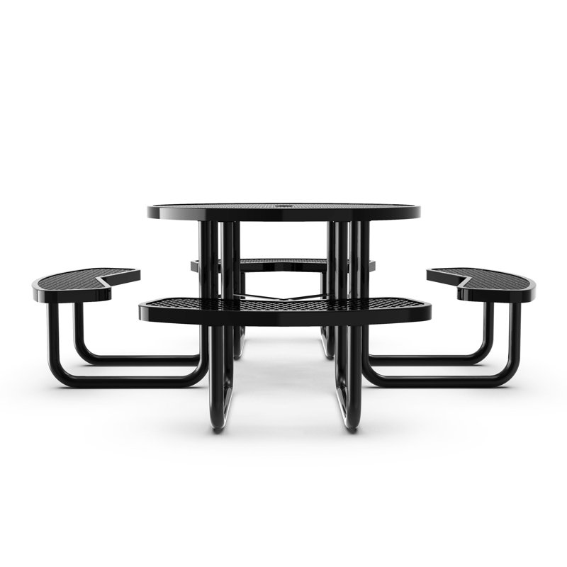 Table de pique-nique extérieure en métal avec maille Kristy, Noir
