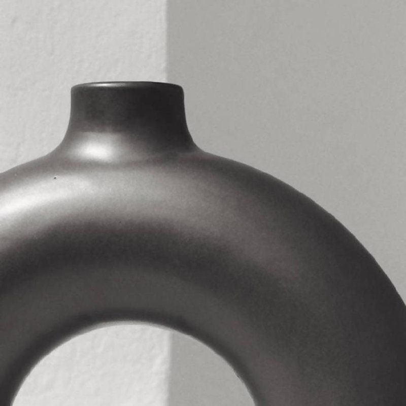 Black Ceramic Arch Table Vase, 8-inch