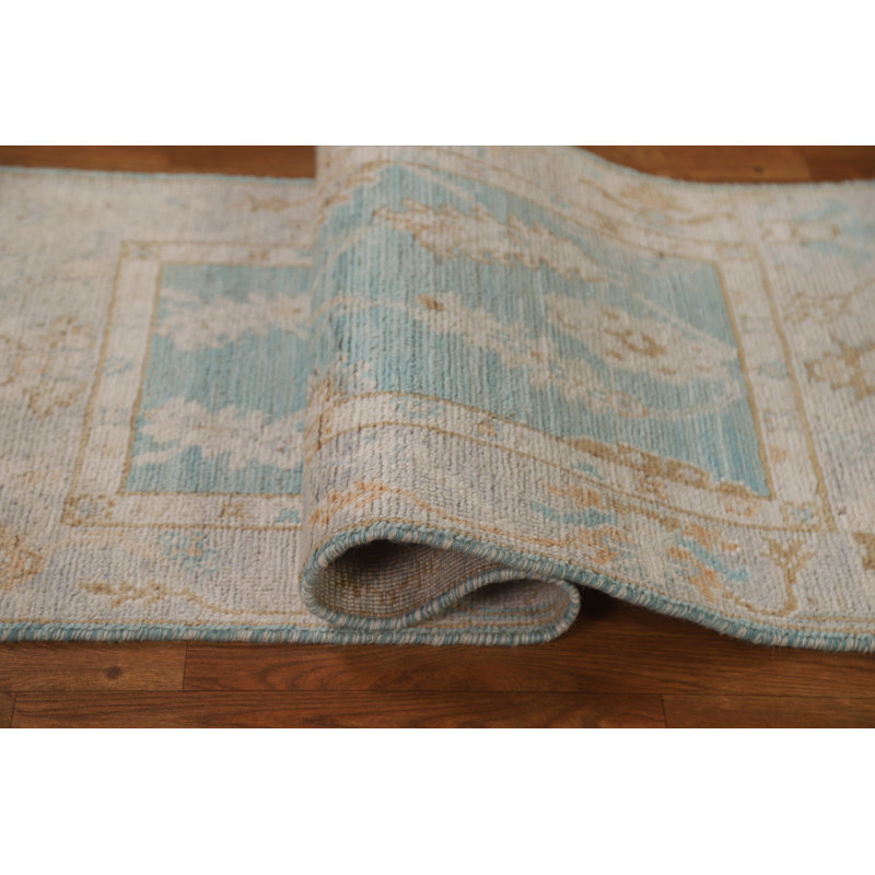 Tapis unique en laine bleu 1 pi 11 po x 4 pi 1 po New Age