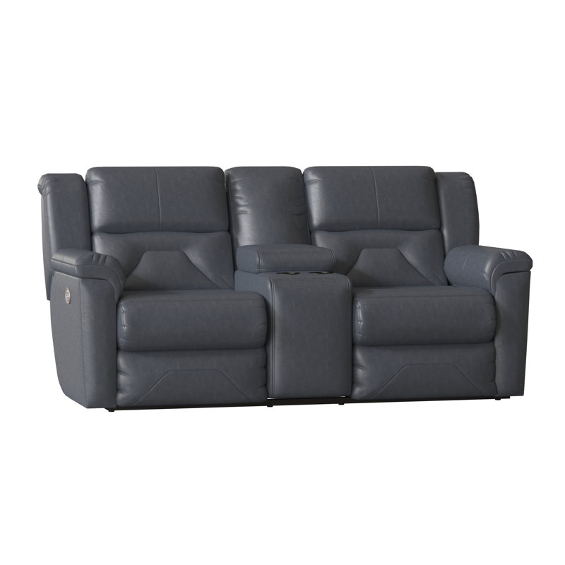 Pandora 81'' Leather Reclining Loveseat, Maximus Horizon, Manual