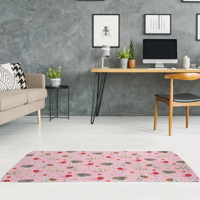 Tapis rose/rouge/brun fait main