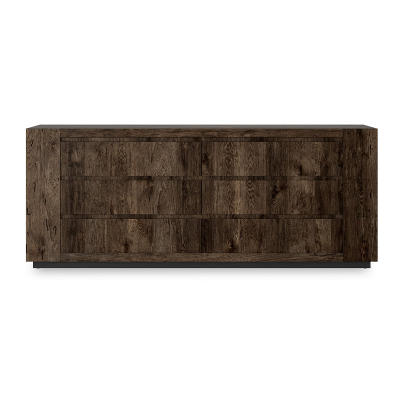 Abaso 6 - Drawer Dresser, Ebony Rustic Wormwood Oak