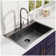 33Inch Topmount 18Gauge Stainless Steel Kitchen Sink With  Black Spring Neck Faucet