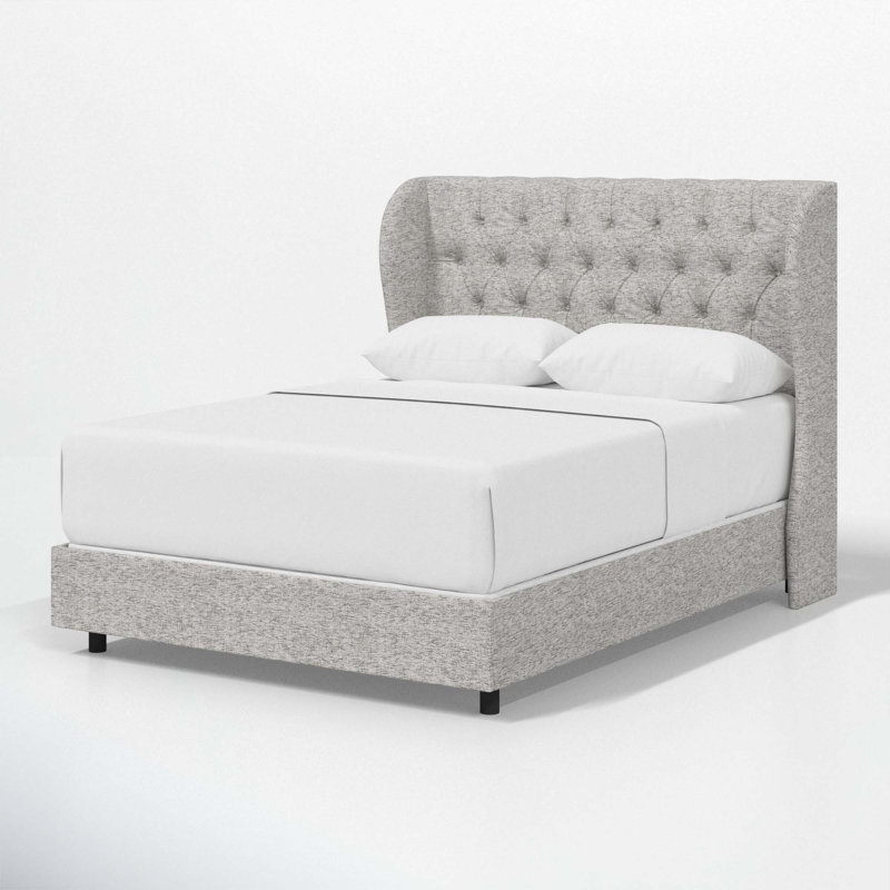 Tomey Upholstered Wingback Bed, Full, Milsap Spray Sustain® Tweed