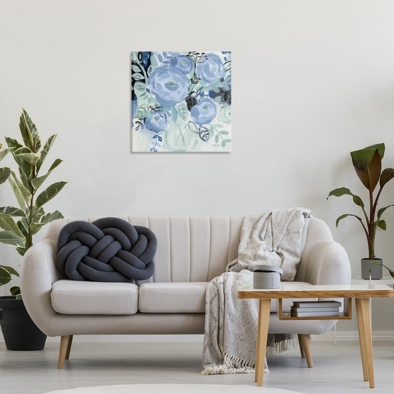 «Blue Coastal Blooms», art mural sur toile par Farida Zaman, H 24 po x l 24 po