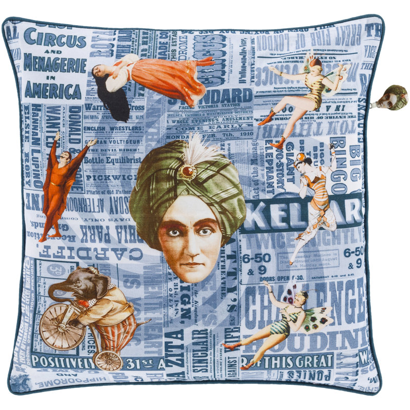 Mind Games Cotton Throw Pillow Cover, 18" H x 18" W x 0.25" D, Blue