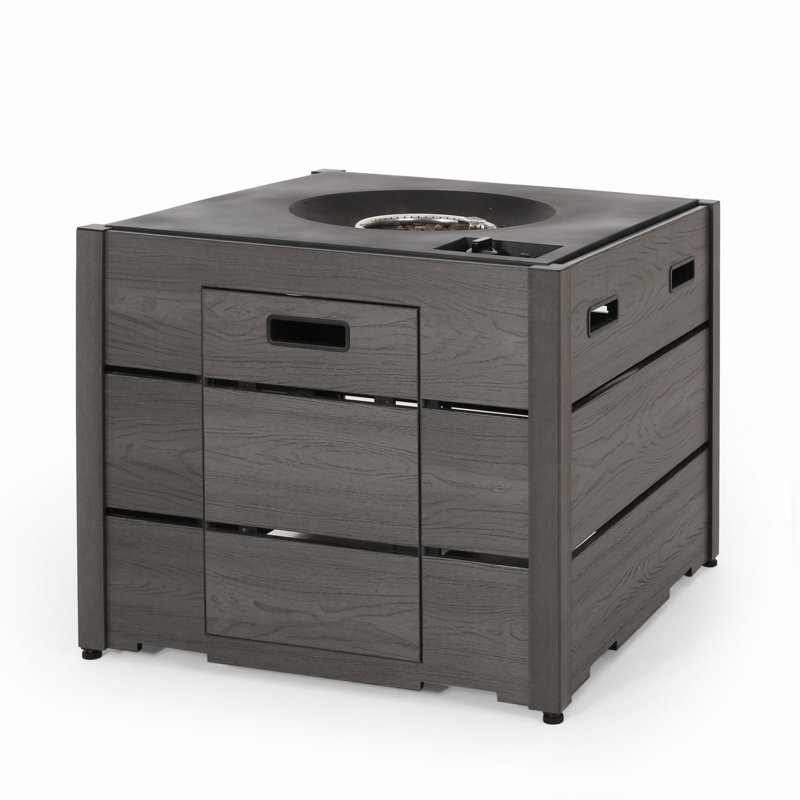 Square Wpc Fire Pit Base, 24.5" H x 31.25" W x 31.25" D, Gray