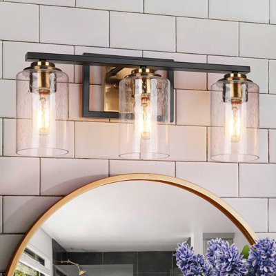 Nayomee Dimmable Vanity Light with Seeded Glass