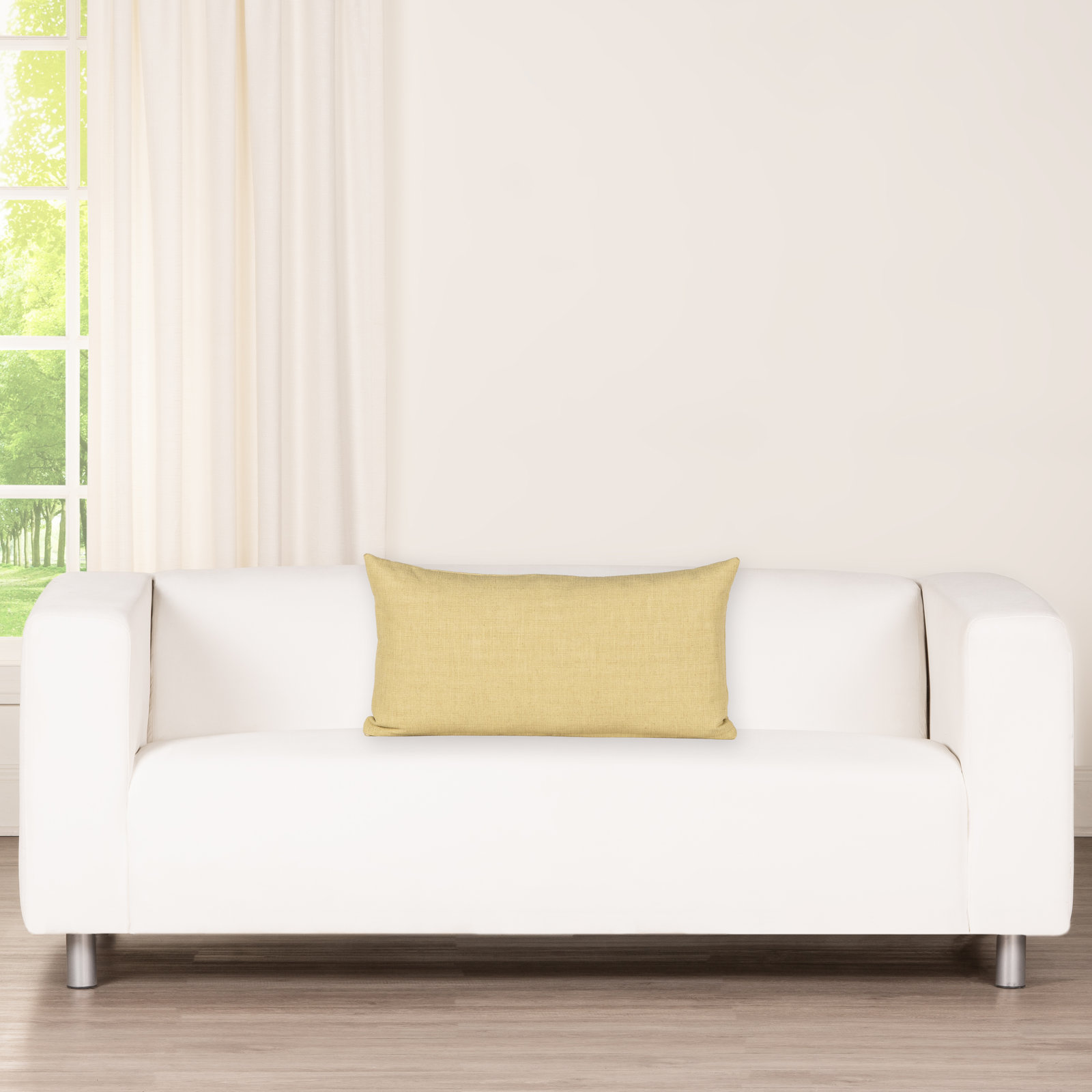 Indy Faux Linen Accent Pillow, Green, Feather, Rectangle 14"H x 26"W