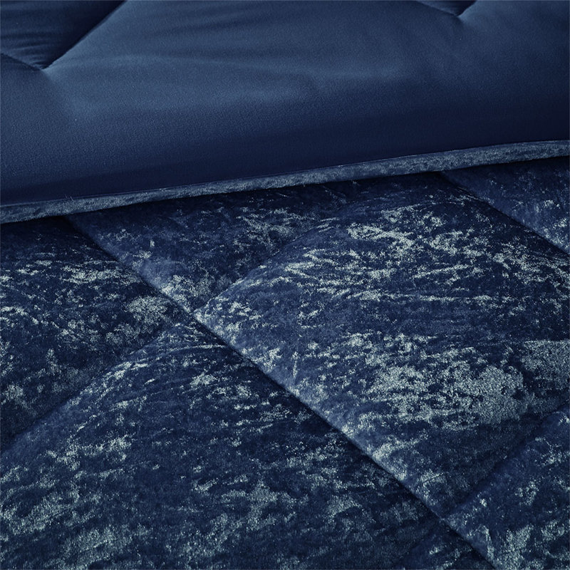 Ensemble d'édredon en velours avec coussin décoratif, Édredon pour lit double / grand lit + 3 pièces s, Bleu