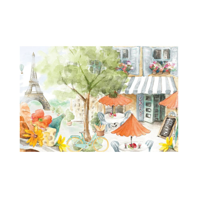 «Parisian Life» par Lanie Loreth - Estampe numérique sur toile tendue avec châssis, H 12 po x l 18 po x 1,5 po