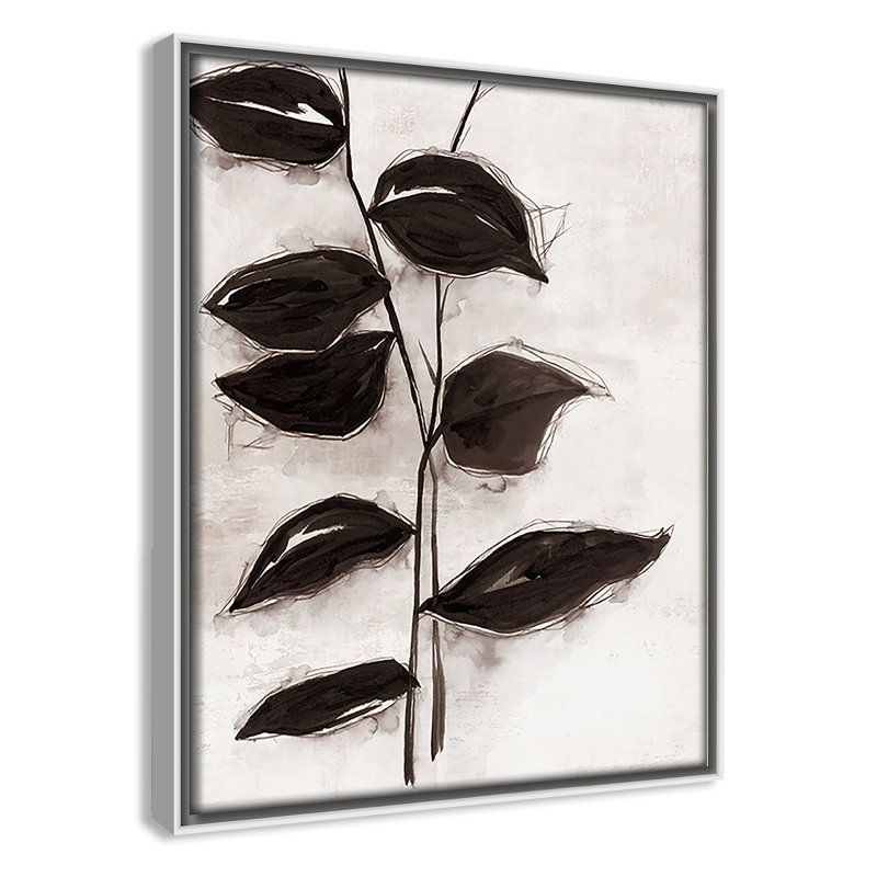 Feuilles I - Toile à cadre flottant, H 11,5 po x l 9,5 po x P 2 po, Cadre blanc