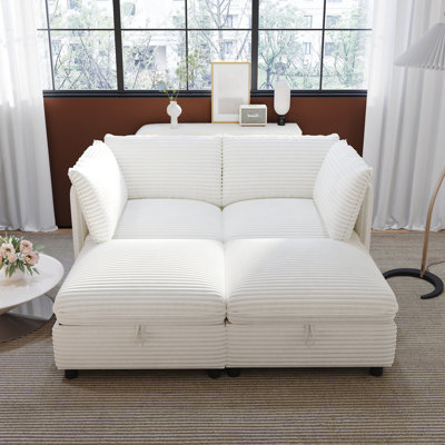 Modular Sectional Sofa, Convertible Sofa Seat With Storage, Sleeper Sectional Sofa Set, Fabric Flexible Modular Combinations for Living Room(4seats)