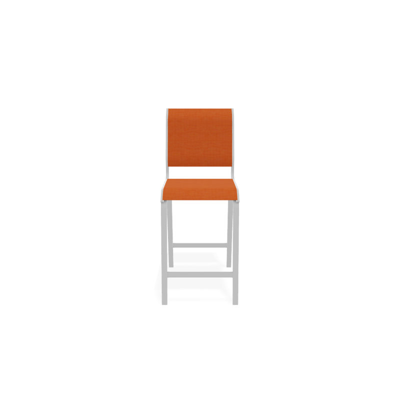 Tabouret de comptoir d'extérieur 26 po Aruba II, Blanc, Filet tangerine, 26"