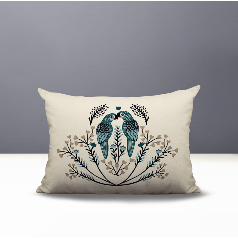 Coussin lombaire réversible intérieur / extérieur Jimi Parrot, Rectangulaire H 14 po x l 20 po, Émeraude