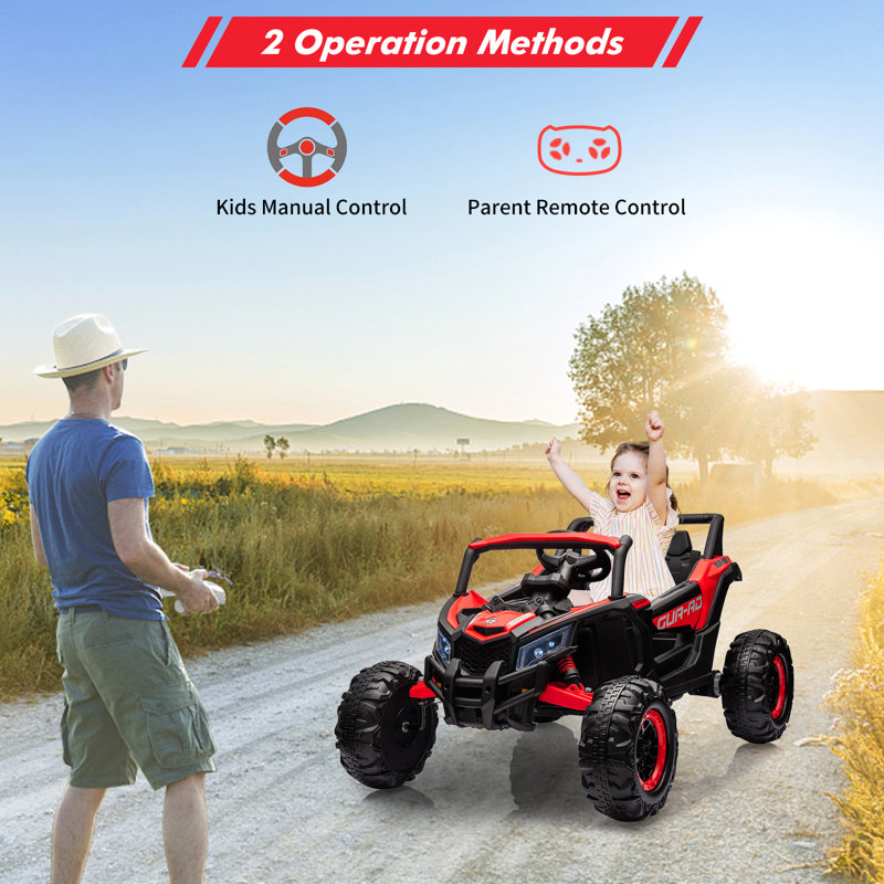 UTV 24V pour enfants avec télécommande, jouet de voiture électrique alimenté par batterie avec USB et musique, Rouge
