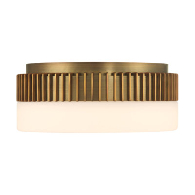 Flush Mount, 12", Antique Brass, Opal Glass