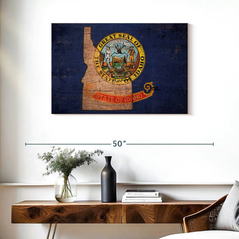 State Map Over Idaho Flag