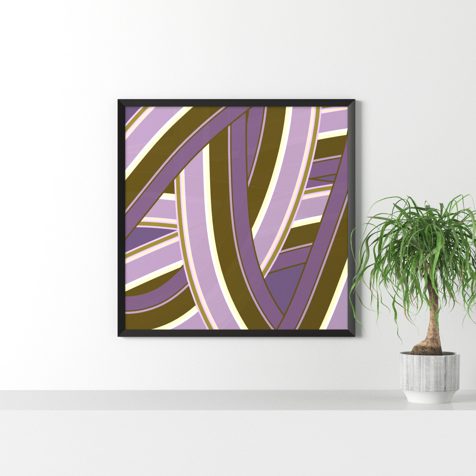Zackary "Lavender Twist" Print by Jacques Pilon, Black Wood, 36" H x 36" W x 1.25" D